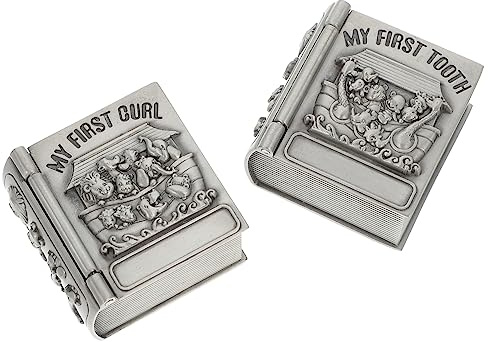 VICASKY 2 Stück Metall Zahnaufbewahrungsset Mit Flanellbehälter Für Milchzähne Und Lanugohaar Aufbewahrungsbox Kinder Erinnerungsdose Retro Silber