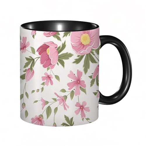 reyawdf Tasse Originale avec Illustration Personnalisée, Motif de fleurs de printemps Hellébore Anémon,Mug Humour pour Collègue, Cadeau Unique pour Noël, Anniversaire, Retraite, Amis et Famille,330ml