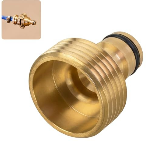 Attacco rapido da 1 pollice con filettatura esterna in ottone, adattatore per rubinetto con filettatura esterna da 1 pollice e attacco per tubo da giardino (compatibile con sistema a incastro Gardena)