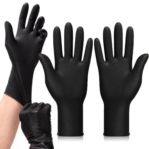 Nitrile Gloves Extra Thick Heavy Duty Rubber Gloves, Latex Free & Powder Free, Large Size Washing Up Gloves for Kitchen, Cleaning, Cooking, Dishwashing, Salon, Hair Dyeing, Medical, Tattoo (2 Pack)