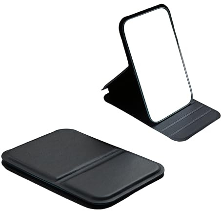 flyorigin Rugged Tactical Travel Mirror | Compact Foldable Grooming Kit for Men | Pocket-Sized Portable with Stand | Heavy-Duty Handheld & Tabletop Mirror for On-The-Go Guys
