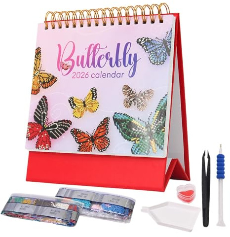 Calendrier 2026, calendrier debout 2026, kit de bricolage avec peinture, fournitures de bricolage, planificateur annuel pour Noël, maison, école, adultes, débutants
