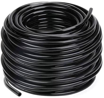 Micro Irrigation Tube,Drip Irrigation Line, 50 Meter Watering Tubing Hose, I.D 4mm/O.D 7mm Black Supply Pipe for Garden Irrigation System (50M)