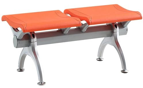 QSNYJPL Besucherstuhl 2 Sitzer, Wartezimmer Stühle, Besucherstühle für Schönheitssalons, Friseursalons, Flughäfen, Banken, Tragkraft 500 Kg(Orange)