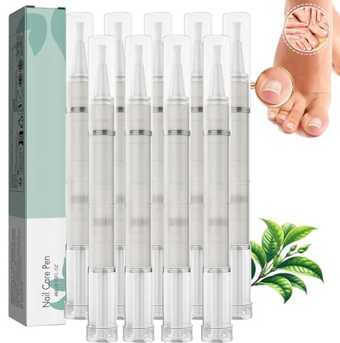 Mullend nagelvårdspenna för finger- och fotnaglar, nagelreparationspenna, reparerar och vårdar skadade naglar, nagelhårdare med teeträdolja, stärker naglarna och minskar missfärgning (9 st)