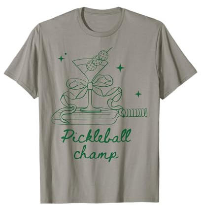 Green Pickleball Doodles, Pickleball Champ, Martini Glass T-Shirt