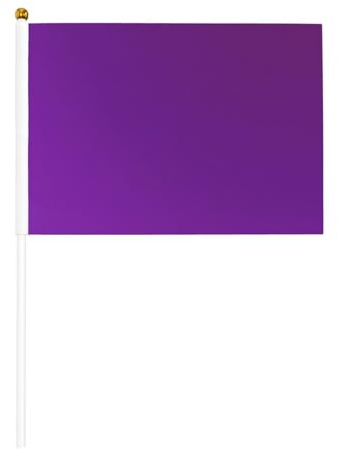 Mini bandiere di colore viola scuro su bastone - 14 x 20,8 cm piccole bandiere USA per esterni, decorazioni 4 luglio, decorazione patriottica, asta per bandiera portatile, bandiere portatili sei pezzi