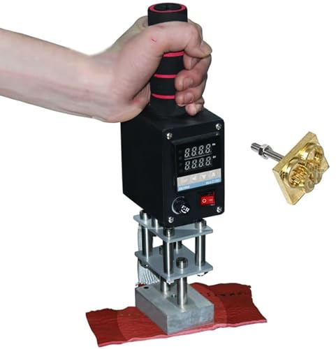 Macchina per Stampa a Caldo Portatile, Macchina per Embossing Pelle con Temperatura Regolabile 50-380°C, Strumento per Pelle, Tessuto, Torta, Plastica e DIY 5 * 7cm