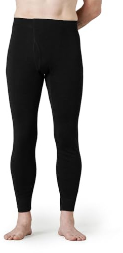 LAPASA Pantalones Térmicos Ligeros 100% Lana Merino para Hombre Calzoncillos Largos Capa Base Ropa Interior M30 S Negro (Ligero)