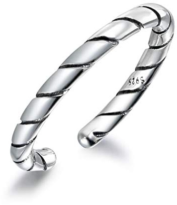 SNORSO Simple Adjustable Sterling Silver Twill Pattern Thumb Ring Classic Knuckle Stacking Midi Ring for Women