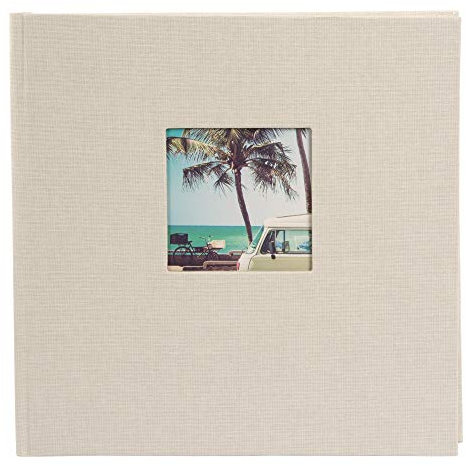 goldbuch 24 823 Fotoalbum mit Bildausschnitt, Bella Vista Sandgrau, Erinnerungsalbum im Format 25 x 25 cm, Foto Album 60 weiße Seiten mit Pergamin-Trennblättern, Fotobuch mit Leineneinband, Hellgrau