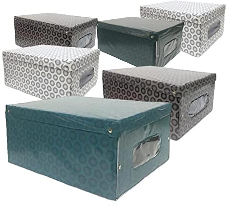MAURY'S Ordine Perfetto con Scatole e Contenitori per Armadio, Organizzatori Rigidi e Salvaspazio. Sottoletto e per Vestiti. Ideali per Trasloco 50x39x24 cm colori assortiti (Cerchi)