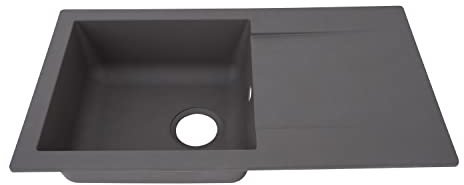 Respekta Denver Mineralite-Verbundstoffspüle in Grau / 1 Becken Einbauspüle in 78 x 44 cm/Spülbecken geeignet für Unterschränke ab 45 cm Breite