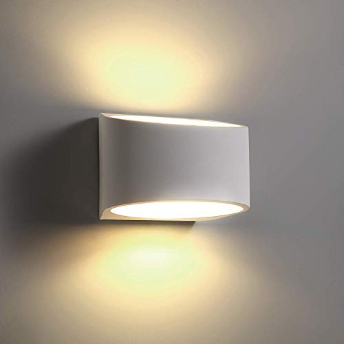 Eurekaled - Applique in Gesso Ceramico Semicerchio - Attacco R7S - Lampada da muro per spazi interni, camera, corridoio, soggiorno - Lampadina intercambiabile - Verniciabile - Design Moderno