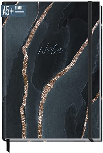 paper&you® Notizbuch A5+ liniert mit Gummiband Slate Grey 156 Seiten, 78 Blatt, 100 g/m² Premium-Papier - als Journal, Tagebuch, Notizheft - nachhaltig & klimafreundlich