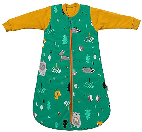 schlummersack Winterschlafsack Baby Bio Baumwolle 90 cm cm Waldtiere | Babyschlafsack mit Ärmel 3.5 Tog Baby Schlafsack Winter | Winter Schlafsack Baby Bio