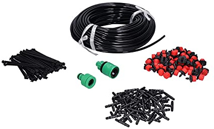 Duokon 50m Garden Irrigation System 4/7 Hose Drip Nozzle Kit Automatic Irrigation Fittings for Balconies Hanging Baskets Terraces Greenhouses