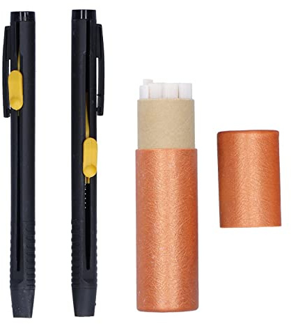 2 Crayons à Coudre à la Craie pour la Couture et le Matelassage, Marqueur de Tissu à la Craie de Tailleur en Plastique avec Recharges pour le Marquage de Couture de Bricolage, Blanc