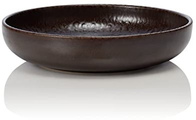 ROCKZZERO 6 Pastateller im Set - Steingut, spülmaschinenfest und temperaturbeständig - Bowls aus umweltfreundlichen Rohstoffen - Braun - 22 cm Durchmesser - 5 cm Höhe - 750 ml