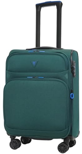 ABISTAB erweiterbar Weichschalenkoffer - Handgepäck Koffer klein 55x38x23cm, Stoffkoffer Trolley, Reisekoffer mit 4 Rollen & TSA Schloss, Grün