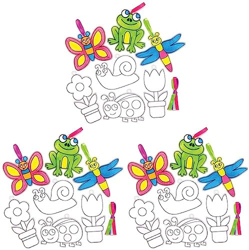 Baker Ross AT872 In The Garden Suncatchers - Pack of 30, Suncatcher Stained Glass Effect for Children to Make and Display