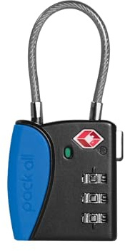pack all TSA Approved Cable Luggage Locks, 3 Digit Combination Padlocks, Travel Lock for Suitcases & Bag, Alloy Body, Travel Accessories (1 Pack)（Navy）