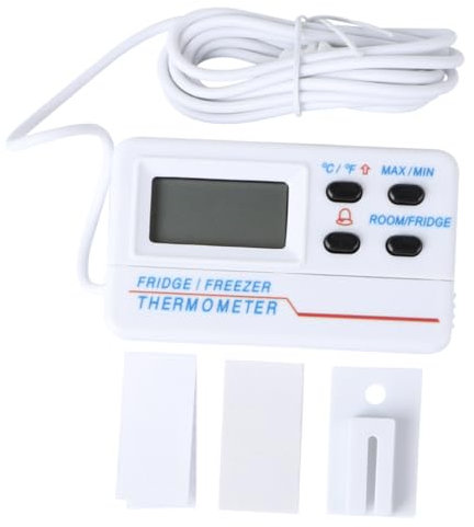 MAGICLULU 1Stk digitales Thermometer Außentemperaturanzeige draussen kühlschrankthermometer Außenthermometer Hoch- und Tieftemperaturalarm doppelte Temperatur Hausapotheke Weiß