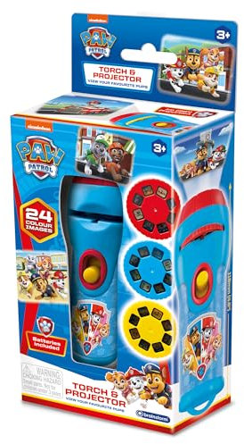 Paw Patrol Nickelodeon Torch & Projector – Projects 24 Images, Dual Function Flashlight & Projector with Slide Discs, Batteries Included