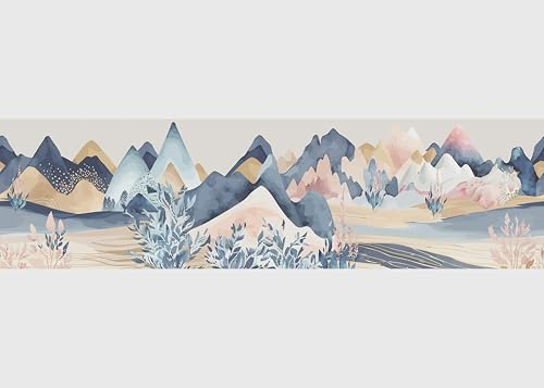 AG Design Bordura Autoadesiva Montagne ad Acquerello, AWB 8440 | Decorazione Impermeabile per Pareti, Mobili, Carte da Parati, Rivestimenti Murali e Porte| Larghezza 500 cm x Altezza 13,8 cm