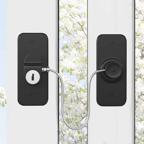 HIYAA Window Locks for UPVC Windows, 2 Packs Window Safety Locks No Drilling Window Restrictor for UPVC, Window Locks Child Safety with Key, Pet Child Locks Refrigerator Lock for Childproof