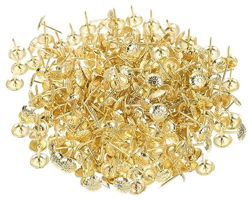 SHINEOFI 300piezas Tachuelas para Tapicería De Muebles Clavos Decorativos Dorados Vintage De Hierro Tachuelas Redondas para Bricolaje y Adornos Retro Sofá y Cabecero