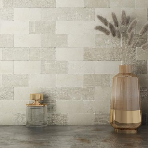 VAOVI Kitchen Stick on Tiles Stickers Brick Champagne 10pcs