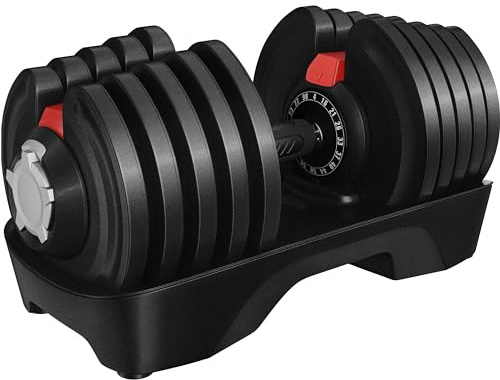 Yaheetech Adjustable Dumbbell 90lbs Adjustable Dumbbell Weight Fast Adjust Weight Dumbbells with Tray & Anti-Slip Handle for Men/Women Home Gym Full Body Strength Training Workout Equipment