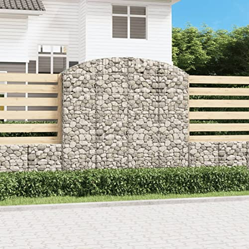 CIADAZ Gabione mit Hochbogen, Gabionenkörbe, Gabionen Hochbeet, Steinkorb, Gabionengitter, Drahtkorb Für Pflanzen, Kräuterspirale Für Garten, 200x30x180/200 cm Verzinktes Eisen