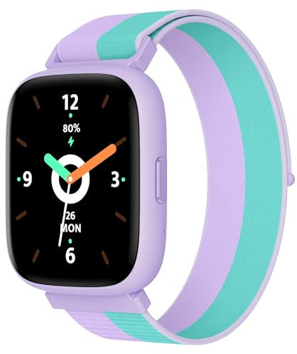 BIGGERFIVE Pulsera Actividad Niñas 5-16, 1,8 Reloj Inteligente Podómetro, Frecuencia Cardíaca, Resistente al Agua IP68, Monitor de Sueño, Despertador, Juegos de Rompecabezas con/sin App, Nylon