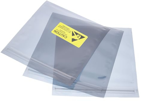 QUARKZMAN Antistatiska skyddspåsar 50 st 5,5 x 6 tum (14 x 15 cm) förslutningsbara med hårddisketiketter HDD SSD PCB-kort
