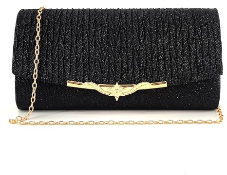 KBRPEY Damen Clutch Metallic Pailletten Abendtasche mit Abnehmbarer Kette Elegant Abendtasche Handtaschen Umschlagtasche Schultertaschen für Hochzeit Party Freizeit Date