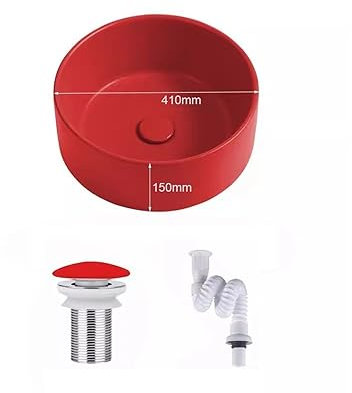 Lavandini da Bagno Lavabo da Tavolo Rosso Creativo Nordico Lavabo Rotondo in Ceramica Balcone Bagno Lavabo di Piccole Dimensioni Lavabo Singolo Lavandino da Bagno a Incasso(A)