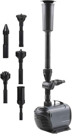 Tauchpumpe für Teich,Teichpumpen für Außenteiche | Aquarium-Tauchpumpe,Mit 3 Düsen, Teichwasserfall-Tauchpumpe und Filtersatz aus Edelstahl