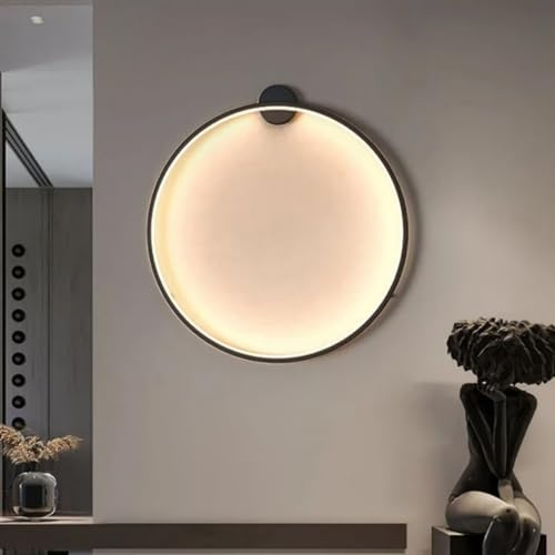 AstrizLamp Kreis Wandleuchte 50cm Schwarz Minimalistische Runde Wandlampe Große Indirektes Licht Dimmbar Wohnzimmer LED Ring Wandleuchten verdrahtet, für Geschäft Büro Cafe Flur Arbeitszimmer