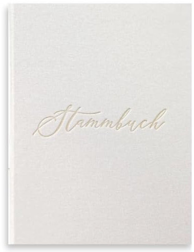 14SHUBAT Stammbuch der Familie/Familienstammbuch mit Goldprägung & Beige Leinen, Hochzeit und Standesamt - Hardcover (Unpersonalisiert, 17x22cm) inkl. Einleger (Beige-Leinen)