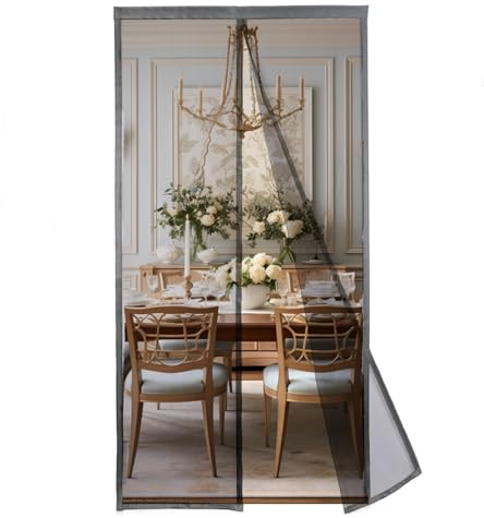 MAGICDOOR Fliegengitter Tür Magnet 80x210cm-Grau für Polyester | Reine Farbe Insektenschutz Balkontür Mit Starkem Magneten Fliegenvorhang Terrassentür Ohne Bohren für Schlafzimmer Wohnzimmer