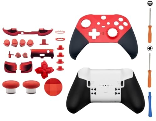Hzxkqmil Replacement Housing Shell Kit for Xbox Elite Series 2 Controller | Front Cover Back Shell Case LB RB Bumper Triggers Button ABXY D-pad Joysticks Accessories for Xbox Elite Series 2, Red