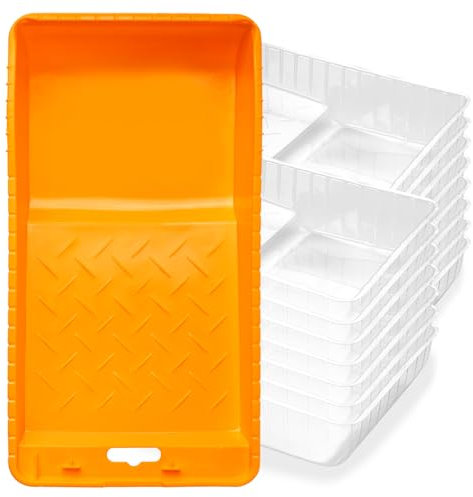 Mister Rui Vassoio per vernice, 4 pollici, in plastica, con 15 pezzi, colore padella, vassoio usa e getta, vassoio di colore trasparente, per pittura