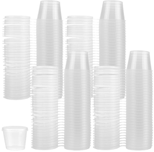 CHUIFAI 200 Stück 30 ml Aufbewahrungsdosen mit Deckel Klein, Transparente Kleine Plastik Dosen, 1oz Saucen Aufbewahrungsbox Kleine Dosen für Soßen, Ketchup, Dips, Gewürze