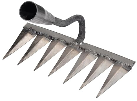 Rastrillo de deshierbe de jardín de acero al carbono desmontable rastrillo de jardín de metal muy resistente, rastrillo de hierro para jardinería y deshierbe, rastrillo para calderas, rastrillos de