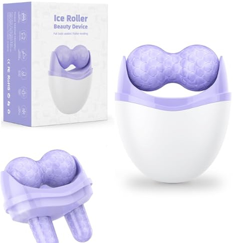 Eisroller Gesicht, 2 in 1 Ice Roller für Augen & Gesicht, gegen Schwellungen, Kopfschmerzen & Poren, Beauty Tool für kühlende Massage & Hautstraffung (Lila)