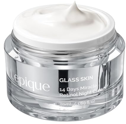 Lepique Retinol Night Cream 1.69oz - No.1 Korean Premium Overnight Repair Cream for Face and Neck - Collagen, Centella, Hyaluronic Acid - Anti aging, Acne, Moisturizer, Face Cream, Hydrating, Firming