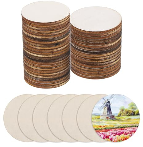 QUARKZMAN Holz zum Basteln, 200 Stück 4cm Holzscheiben | Rund Deko zum Bemalen, für Hochzeit，DIY Basteln, Brandmalerei，Geschenk，Weihnachtsschmuck