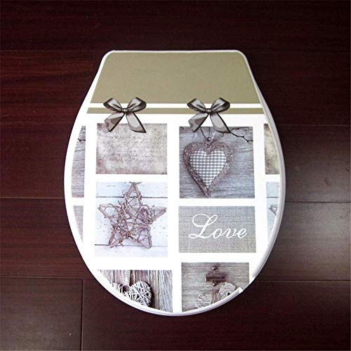 Sedile WC, Copriwater in PP Antibatterico, Copriwater Love And Star, Fissaggio dall'alto, per Bagno
